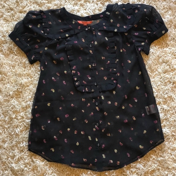 ModCloth Sheer Button Down Ruffle Top - Picture 1 of 8